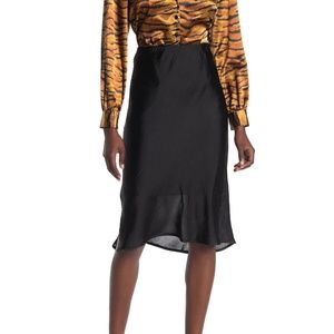 NWT Solid Pull-On Black Satin Skirt